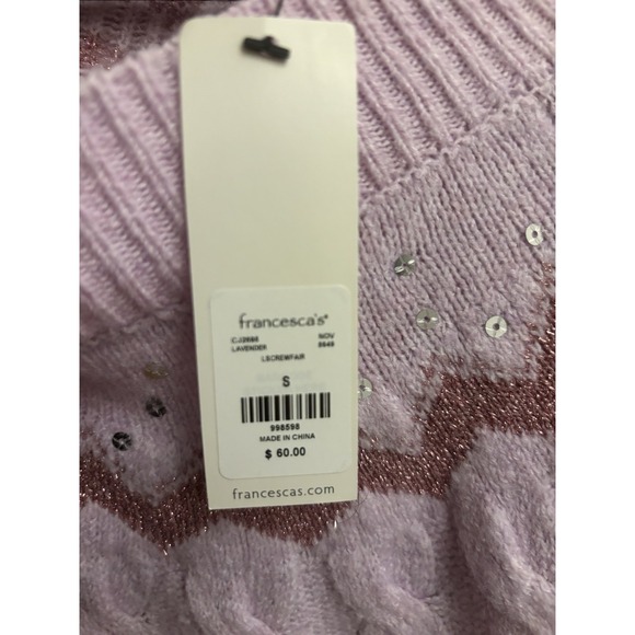 Miami For Francesca's Women's Purple Fair Isle Sweater Sequin Size Small New $60 - Picture 4 of 7